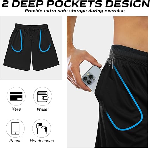 Men's Athletic Shorts Quick Dry Activewear w/ Pockets Elastic Waist