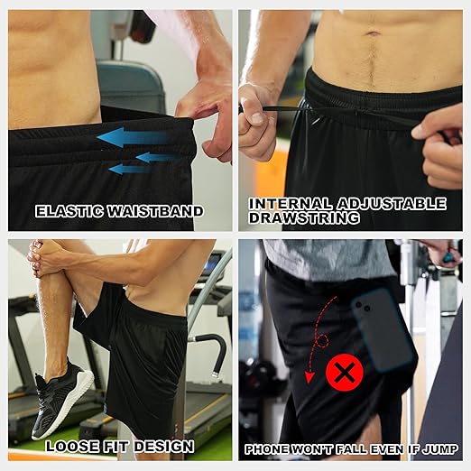 Men's Athletic Shorts Quick Dry Activewear w/ Pockets Elastic Waist