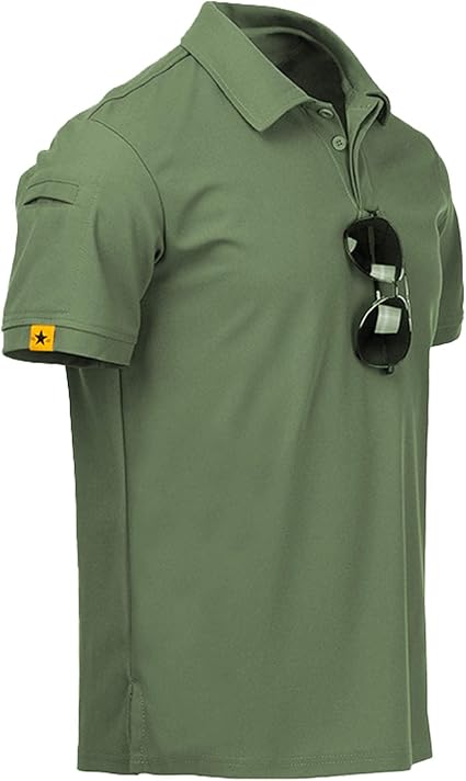 Men's Polo Shirt Short Sleeve Tactical Golf Tee Casual Athletic Fit