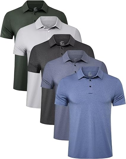 Men's Polo Shirts 4/5 Pack Quick Dry Golf T Shirt Moisture Wicking