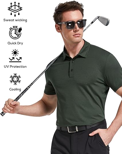 Men's Polo Shirts 4/5 Pack Quick Dry Golf T Shirt Moisture Wicking